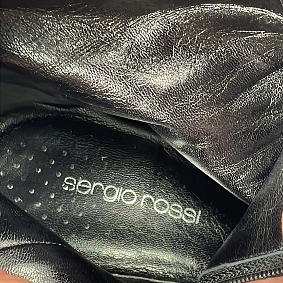 Sergio Rossi 80mm Black Suede Booties Squared Pointed Toe Buckle Sz 39.5 - Picture 13 of 15